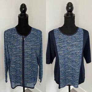 2pc Across Women’s Multi Color Short Sleeve Shirt and Long Sleeve Zip Up (L)